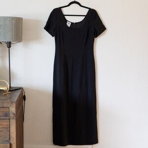 Laura Ashley Black Scoop Neck Midi Dress Short Sleeve